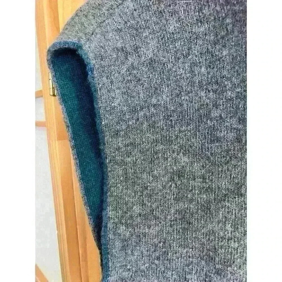Chiaramente Open Front Hooded Gray/Blue Hooded Cardigan Vest Italian Sz Small - Picture 5 of 8